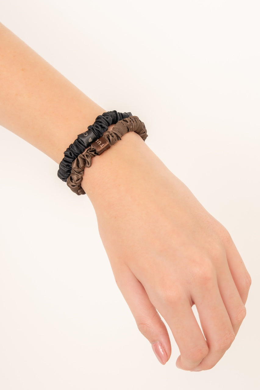 The Classic Silk Hairtie Set - Black & Coffee (4 Pack)